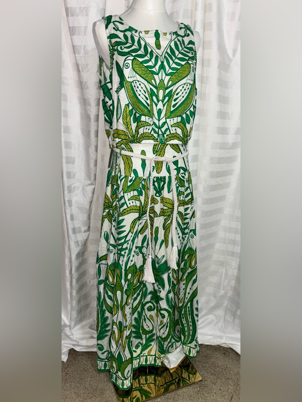 Rachel Zoe Skirt Top 2 pc. Set Tropical  Leaf Print Tassel Rope Belt NWT XS